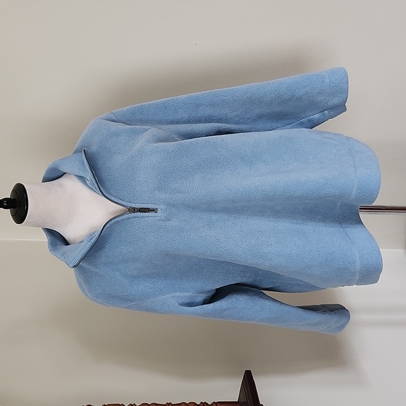 Liz Claiborne Denim Blue Quarter-Zip Fleece Pullover, LP - Picture 9 of 12